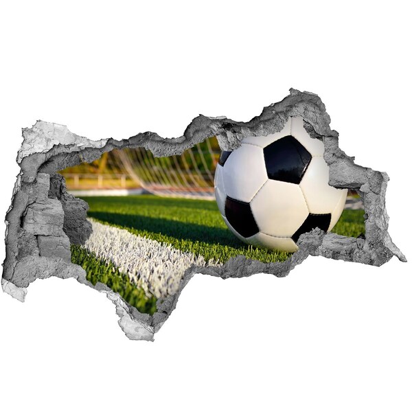 Vinilo efecto 3d pared rota irregular Fútbol en acción