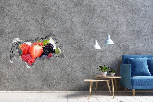 Vinilo adhesivo boquete en la pared rota El paraíso de las frutas detrás del muro