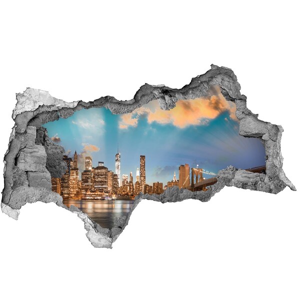 Pegatina decorativa agujero en la pared 3d Vista de Nueva York