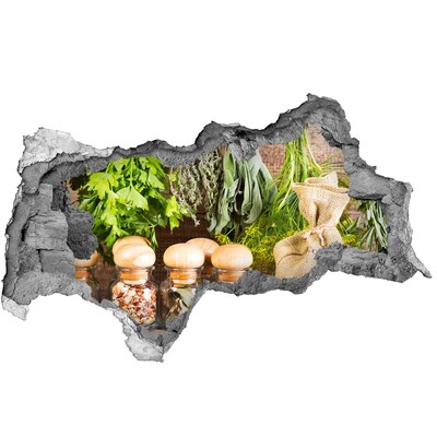Fotomural autoadhesivo efecto agujero 3d Rincón de hierbas en la cocina