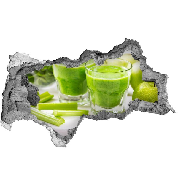 Pegatina decorativa agujero en la pared 3d Cóctel de salud verde