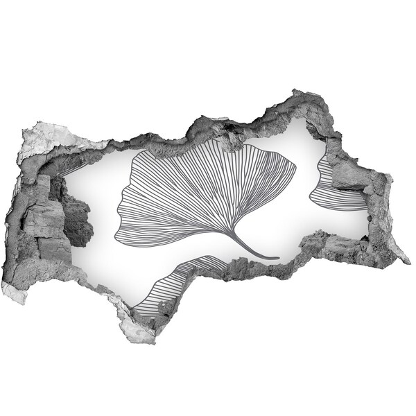 Vinilo adhesivo boquete en la pared rota Hojas en el hormigón