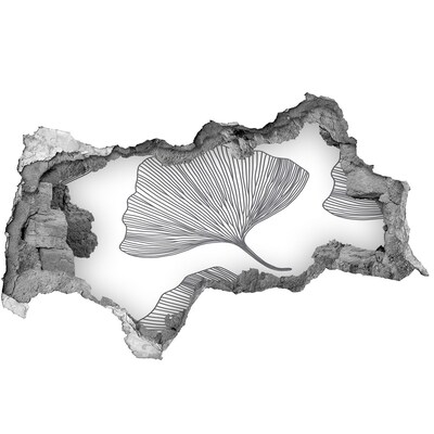 Naklejka 3D dziura na ścianę beton Liście w betonie