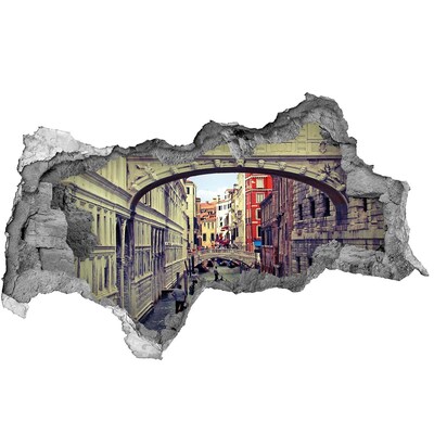 Vinilo efecto 3d pared rota irregular Venecia en el agujero