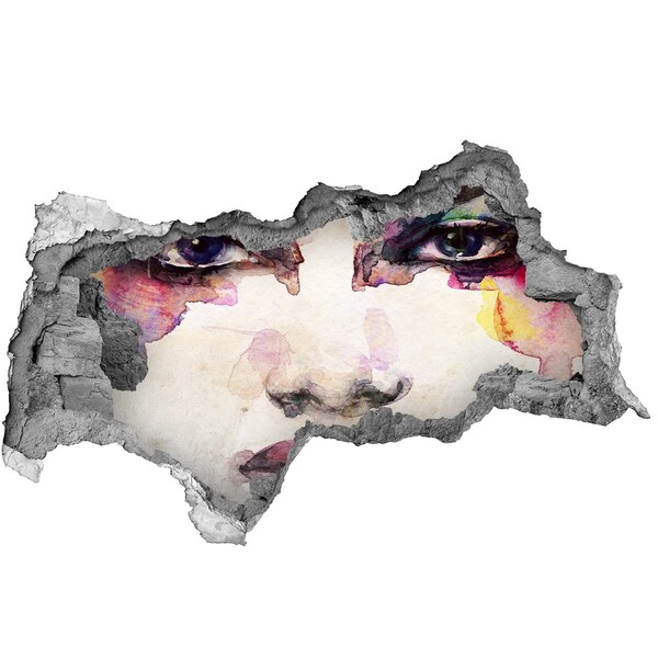 Vinilo adhesivo boquete en la pared rota La cara en la pared en ruinas