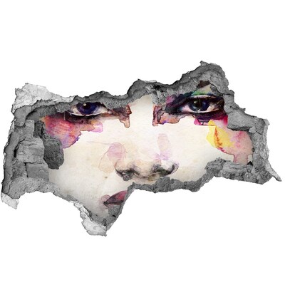 Dziura 3d fototapeta na ścianę Oblicze w zniszczonej ścianie