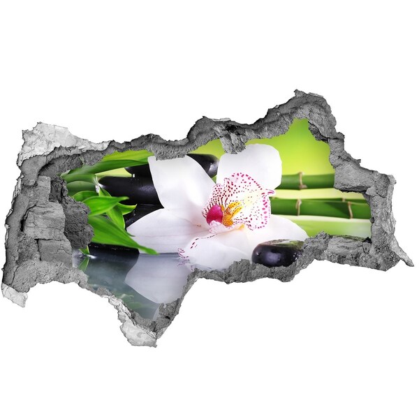 Vinilo efecto 3d pared rota irregular Un oasis floral de paz