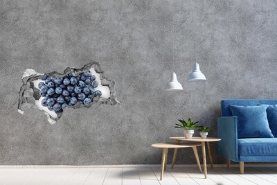 Vinilo adhesivo boquete en la pared rota Arándanos en un agujero en la pared