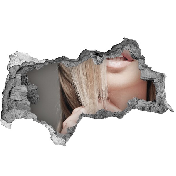 Fotomural autoadhesivo efecto agujero 3d Una mirada encantadora desde detrás de la pared.