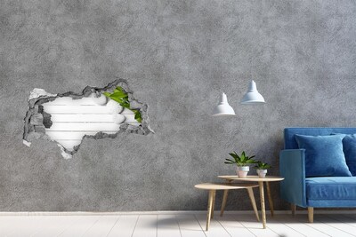 Pegatina decorativa agujero en la pared 3d Un oasis verde en hormigón