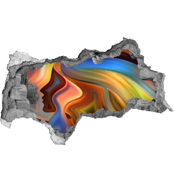 Fotomural autoadhesivo efecto agujero 3d Un paisaje colorido en un agujero en la pared.