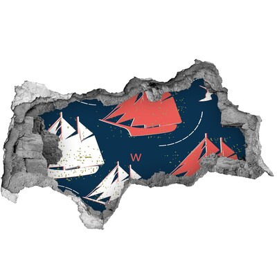 Fotomural autoadhesivo efecto agujero 3d Barcos en el mar