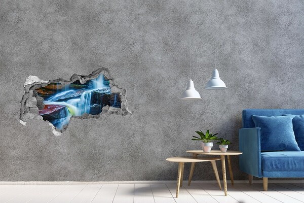Vinilo efecto 3d pared rota irregular Cascada entre las rocas