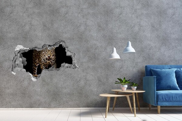 Fotomural autoadhesivo efecto agujero 3d Tigre en la jungla