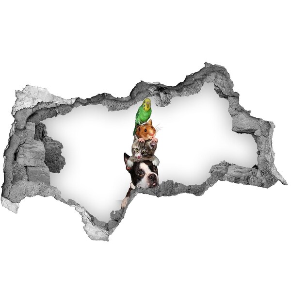 Fotomural autoadhesivo efecto agujero 3d Torre de la Amistad Animal