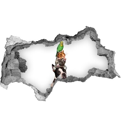 Dziura 3d fototapeta na ścianę Zwierzęca wieża przyjaźni