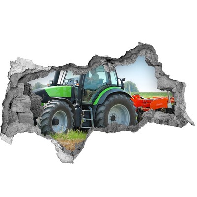 Pegatina decorativa agujero en la pared 3d Tractor en acción