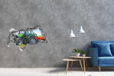 Pegatina decorativa agujero en la pared 3d Tractor en acción