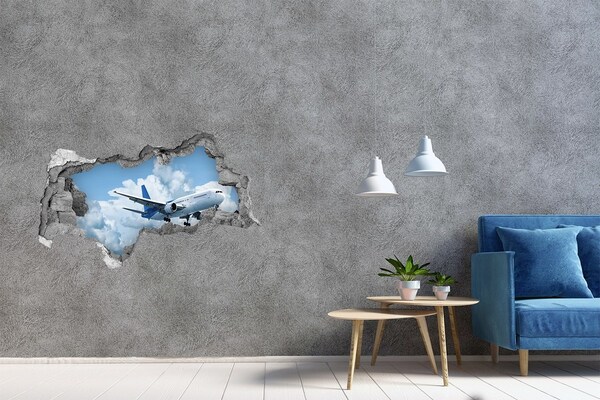Vinilo efecto 3d pared rota irregular Vuelo en las nubes