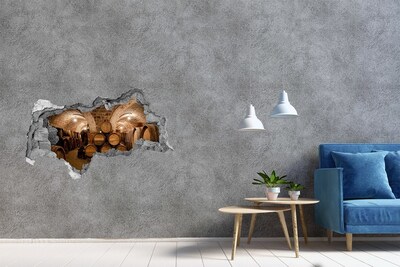 Vinilo efecto 3d pared rota irregular Interior de una bodega con barricas