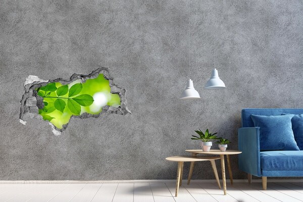 Pegatina decorativa agujero en la pared 3d Un oasis verde en hormigón