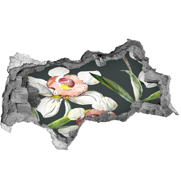 Vinilo efecto 3d pared rota irregular Flores en hormigón