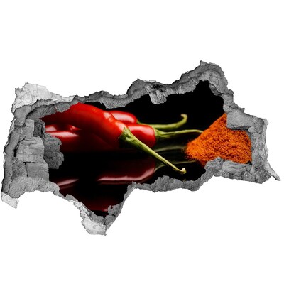 Fotomural autoadhesivo efecto agujero 3d Chiles sobre fondo negro