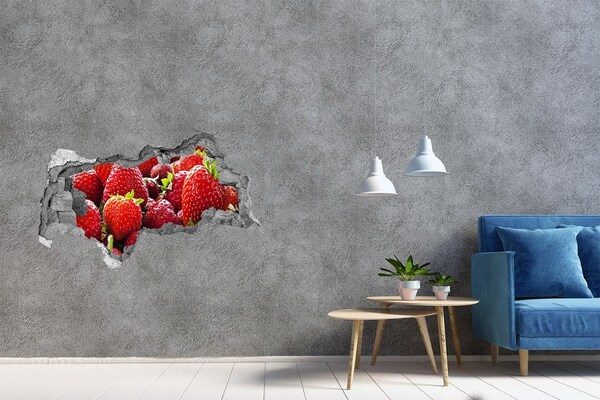 Vinilo efecto 3d pared rota irregular campo de fresas