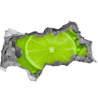 Naklejka 3D dziura na ścianę beton Soczysta limonka w betonie