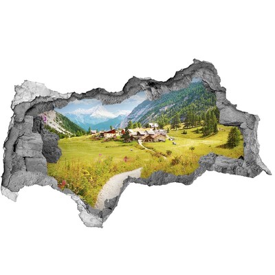 naklejka fototapeta 3D Alpejska wioska wśród gór