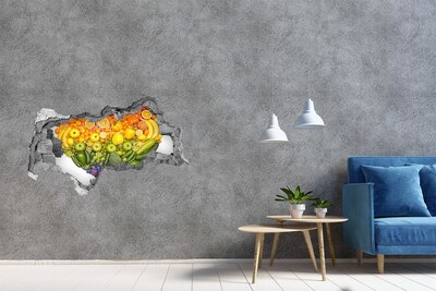 Fotomural autoadhesivo efecto agujero 3d Un paraíso frutal escondido en la pared