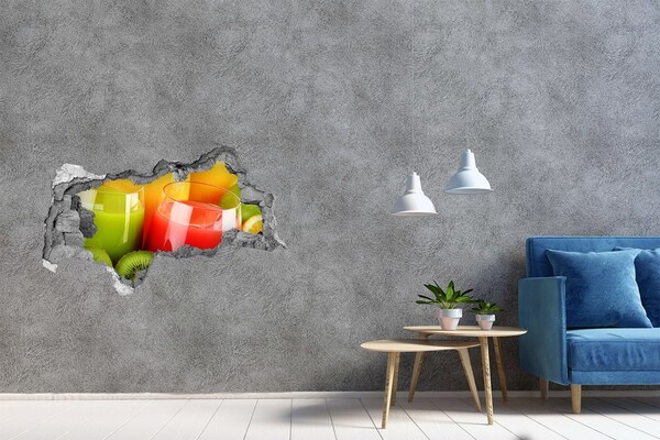 Vinilo efecto 3d pared rota irregular Cócteles refrescantes en los trópicos