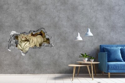 Fotomural autoadhesivo efecto agujero 3d Tigres blancos en la naturaleza