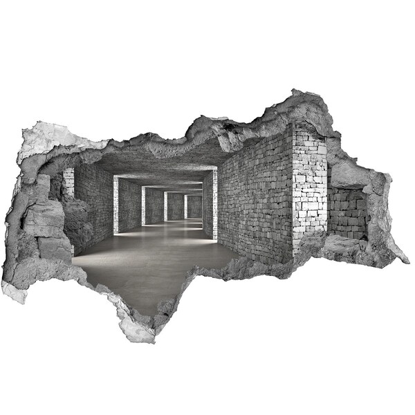 Fotomural autoadhesivo efecto agujero 3d Una pared en ruinas con vistas a un espacio vacío