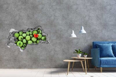 Vinilo efecto 3d pared rota irregular Fruta en hormigón