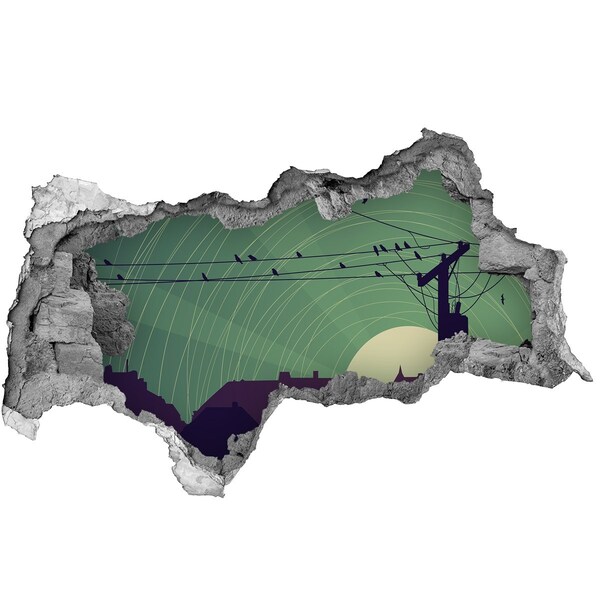 Dziura 3d fototapeta naklejka Zachód słońca w mieście