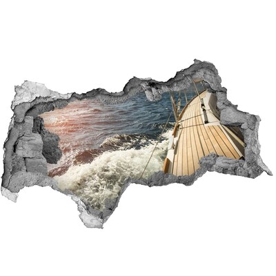 Fotomural autoadhesivo efecto agujero 3d Crucero por un mar tempestuoso