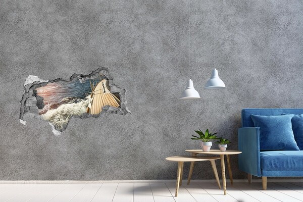 Fotomural autoadhesivo efecto agujero 3d Crucero por un mar tempestuoso