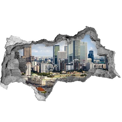 Pegatina decorativa agujero en la pared 3d Vista de la ciudad moderna