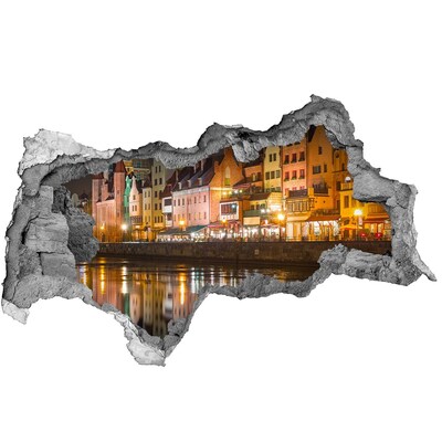 Fototapeta dziura na ścianę 3d Urokliwy port nocą