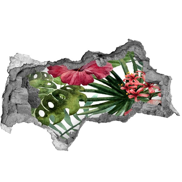 Vinilo adhesivo boquete en la pared rota Jardín tropical en un agujero en la pared