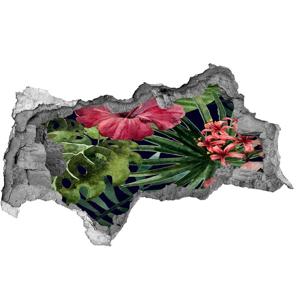 Pegatina decorativa agujero en la pared 3d Paraíso tropical detrás del muro