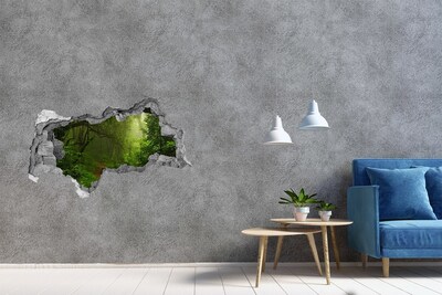 Fotomural autoadhesivo efecto agujero 3d Bosque verde con un sendero forestal