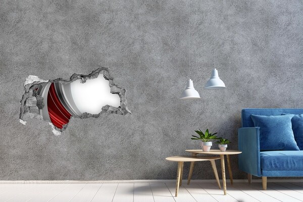 Vinilo adhesivo boquete en la pared rota Una pared dañada con efecto de profundidad.