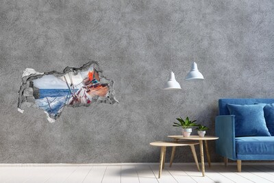 Vinilo efecto 3d pared rota irregular Crucero por el mar