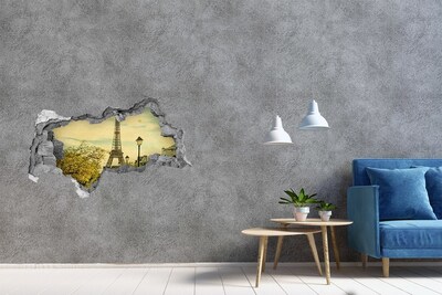 Pegatina decorativa agujero en la pared 3d La Torre Eiffel en París