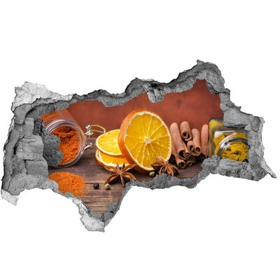 Fotomural autoadhesivo efecto agujero 3d Aromas de cocina