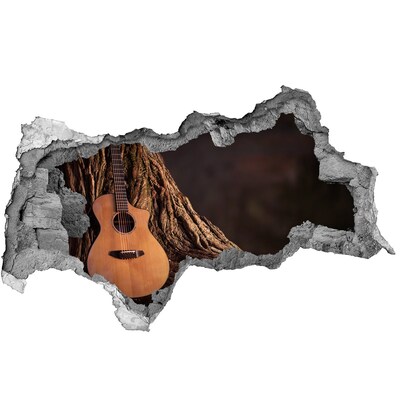 Pegatina decorativa agujero en la pared 3d Guitarra en la naturaleza