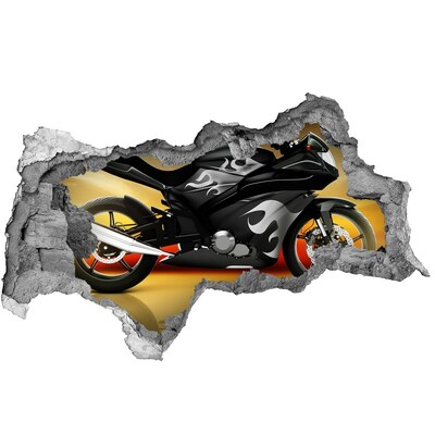 Fotomural autoadhesivo efecto agujero 3d Motocicleta en llamas