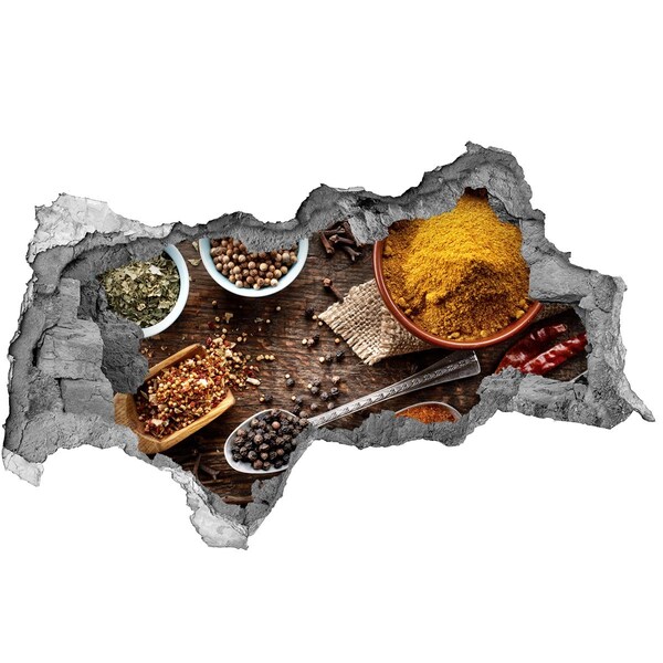 Vinilo adhesivo boquete en la pared rota Especias de cocina